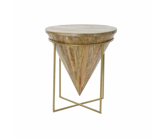 Conforama Mesa auxiliar DKD Home Decor Metal Madera de mango (40 x 40 x 45 cm)