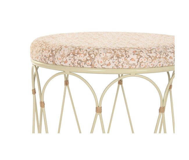 Conforama Mesa Auxiliar DKD Home Decor Natural Metal Crema Ratán (35 X 35 X 49 Cm)