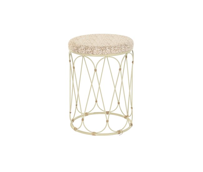 Conforama Mesa auxiliar DKD Home Decor Natural Metal Crema Ratán (35 x 35 x 49 cm)