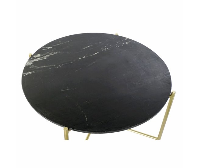Conforama Mesa Auxiliar DKD Home Decor Negro Dorado Mármol Hierro (81 X 81 X 44 Cm)