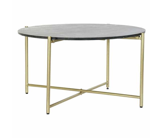 Conforama Mesa auxiliar DKD Home Decor Negro Dorado Mármol Hierro (81 x 81 x 44 cm)