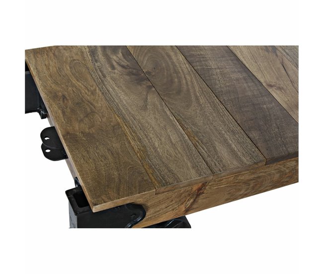 Conforama Mesa Auxiliar DKD Home Decor Negro Marrón Oscuro Metal Plástico Madera De Mango 120 X 56 X 41 Cm