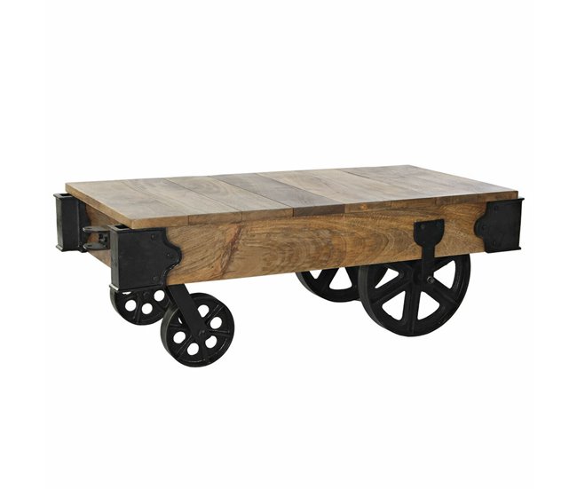 Conforama Mesa auxiliar DKD Home Decor Negro Marrón oscuro Metal Plástico Madera de mango 120 x 56 x 41 cm
