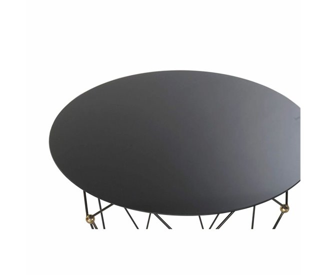 Conforama Mesa Auxiliar DKD Home Decor Negro Metal Cristal Dorado (70 X 70 X 60 Cm)