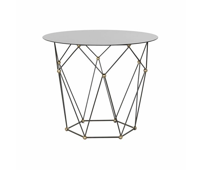 Conforama Mesa auxiliar DKD Home Decor Negro Metal Cristal Dorado (70 x 70 x 60 cm)