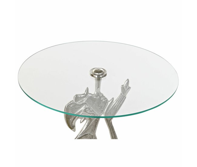 Conforama Mesa Auxiliar DKD Home Decor Transparente Aluminio Cristal Plateado (46 X 46 X 72 Cm)
