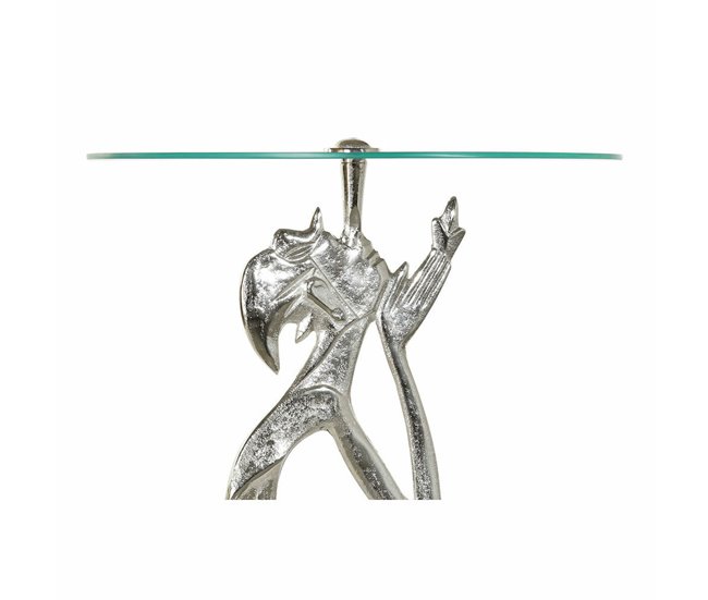 Conforama Mesa Auxiliar DKD Home Decor Transparente Aluminio Cristal Plateado (46 X 46 X 72 Cm)