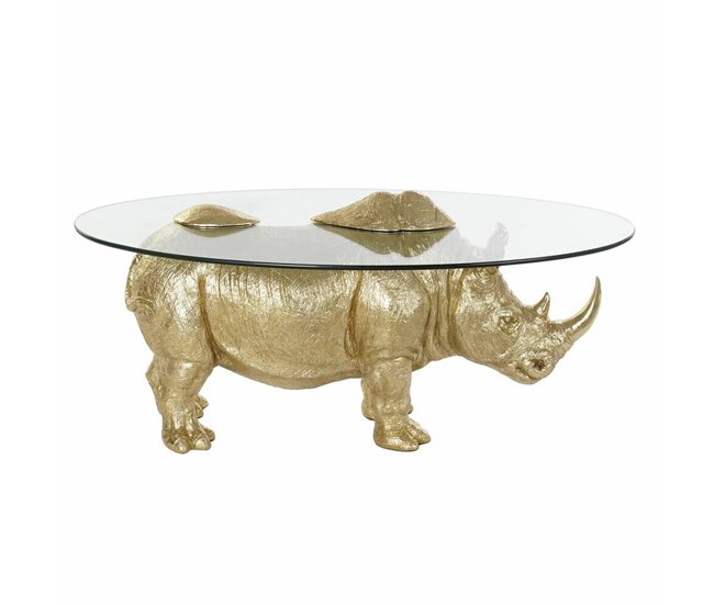 Conforama Mesa auxiliar DKD Home Decor Transparente Dorado Resina Cristal 100 x 60 5 x 46 cm