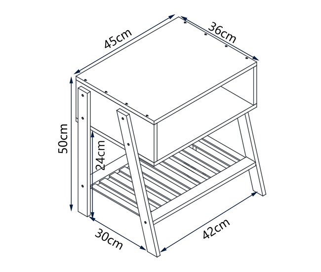 Conforama Mesa Auxiliar Håbo Con 1 Estante Bambú 50x45x36cm - Natural [en.casa]