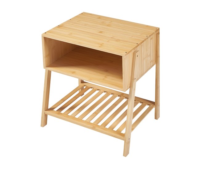 Conforama Mesa Auxiliar Håbo Con 1 Estante Bambú 50x45x36cm - Natural [en.casa]