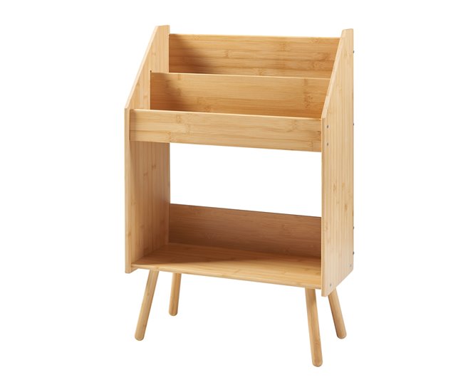 Conforama Mesa auxiliar Inderøy con 3 compartimentos bambú 80x50x25cm - Natural [en.casa]