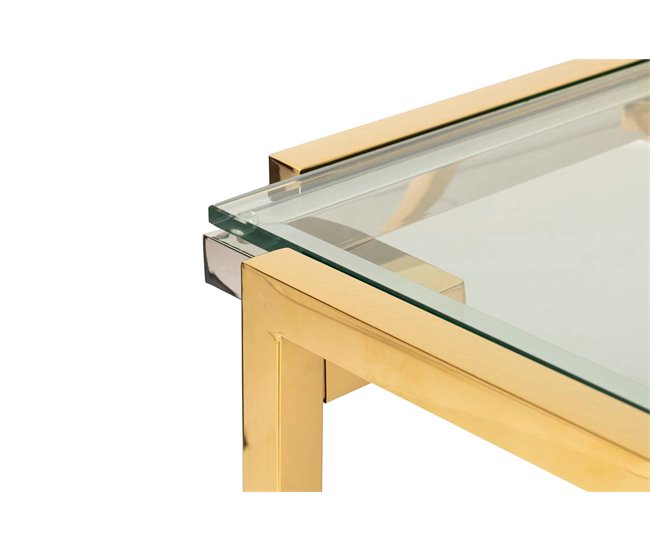 Conforama Mesa Auxiliar Inox. Cristal Novosibirsk 55x55x60cm