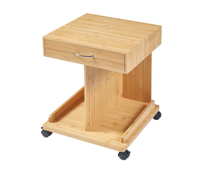 Conforama Mesa Auxiliar Jokkmokk Con Ruedas Bambú 57x43x43cm - Natural [en.casa]