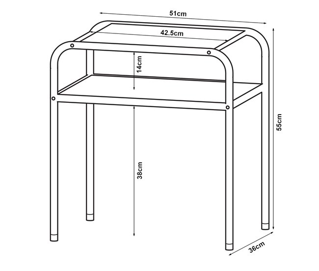 Conforama Mesa Auxiliar Krødsherad Con Estante MDF Metal 55x51x36 Cm - Negro/Roble [en.casa]