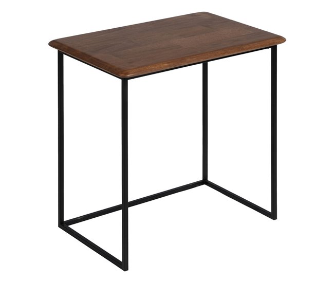 Conforama Mesa Auxiliar LAGOM Negro Natural Hierro Madera De Caucho 60 X 40 X 60 Cm 50 X 35 X 53 Cm 2 Piezas (2 Unidades)