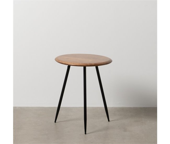 Conforama Mesa Auxiliar LAGOM Negro Natural Hierro Madera De Caucho 40 X 40 X 50 Cm