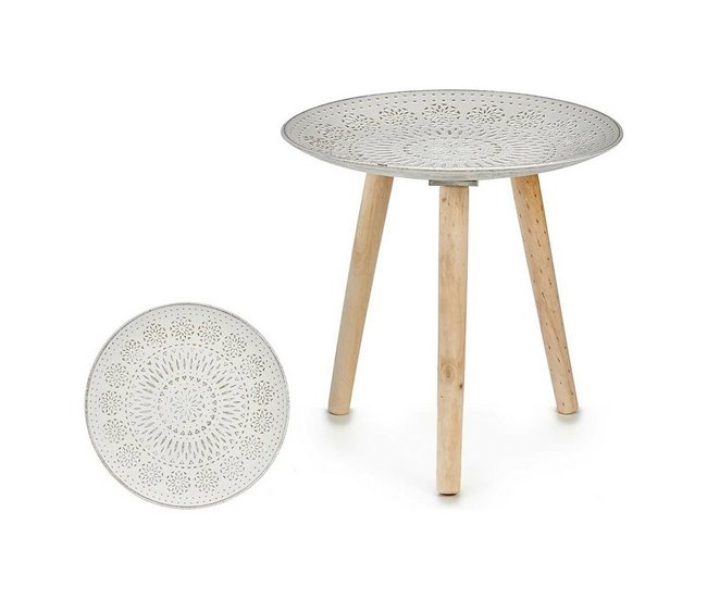 Conforama Mesa Auxiliar Mandala 40 X 39 X 40 Cm Madera Marrón Blanco