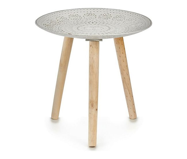 Conforama Mesa auxiliar Mandala 40 x 39 x 40 cm Madera Marrón Blanco