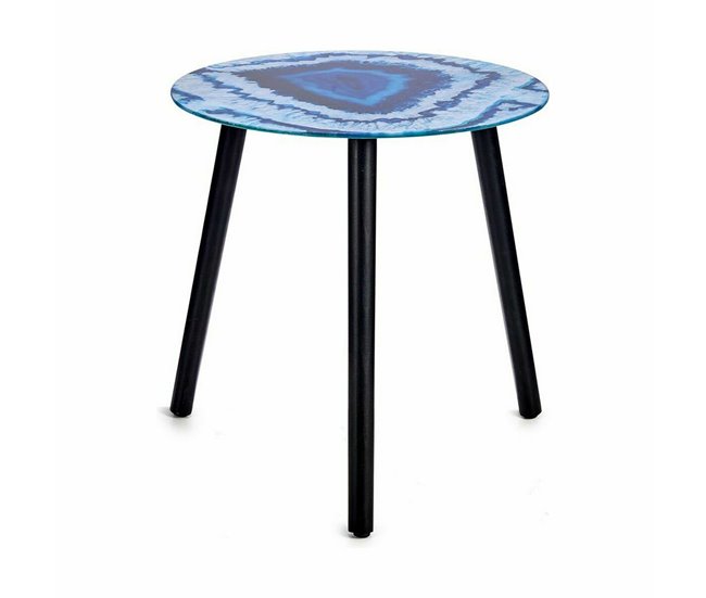 Conforama Mesa Auxiliar Mármol Azul Negro Cristal 40 X 41 5 X 40 Cm (4 Unidades)