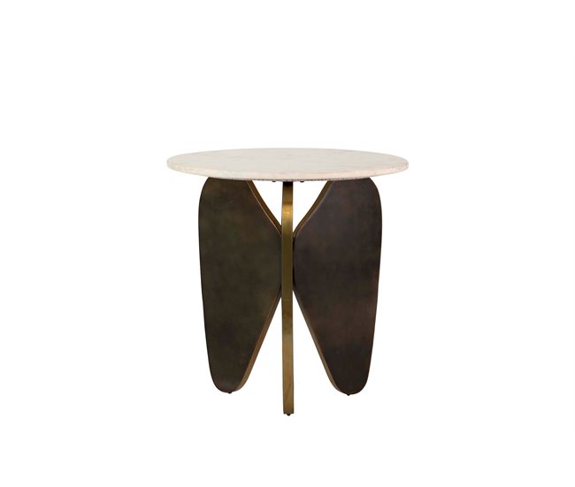 Conforama Mesa Auxiliar Marmol Metal Negro Tlaloc 56x56x51cm