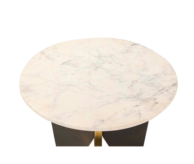 Conforama Mesa Auxiliar Marmol Metal Negro Tlaloc 56x56x51cm