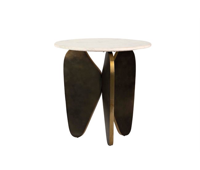 Conforama Mesa Auxiliar Marmol Metal Negro Tlaloc 56x56x51cm