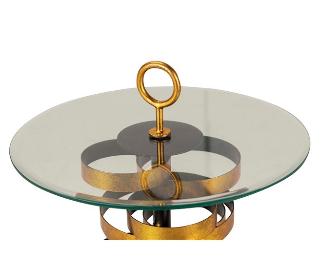 Conforama Mesa Auxiliar Metal Cristal Dorado Yuku 51x51x66cm