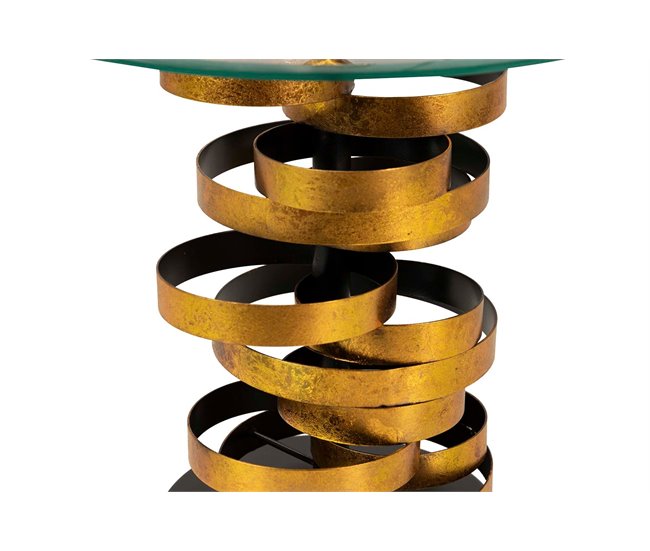 Conforama Mesa Auxiliar Metal Cristal Dorado Yuku 51x51x66cm