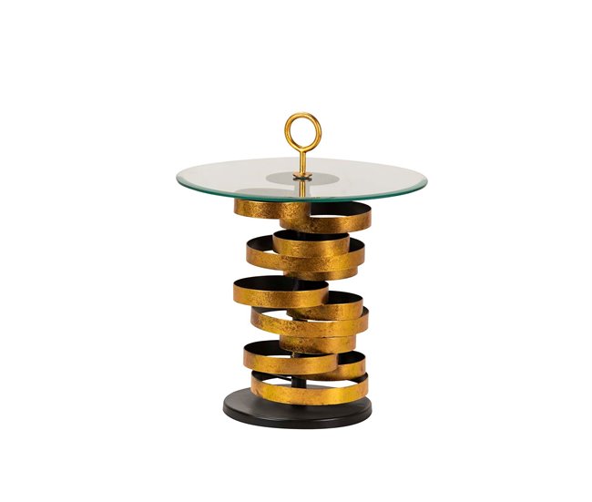Conforama Mesa Auxiliar Metal Cristal Dorado Yuku 51x51x66cm