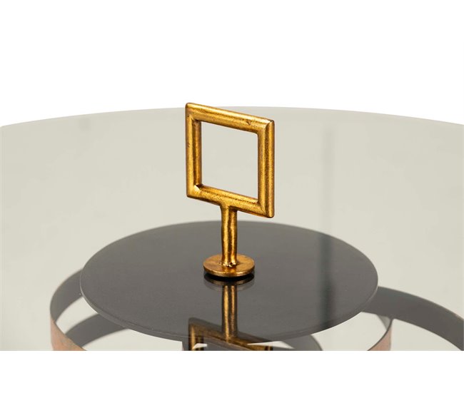 Conforama Mesa Auxiliar Metal Cristal Dorado Yuku 92x92x50cm