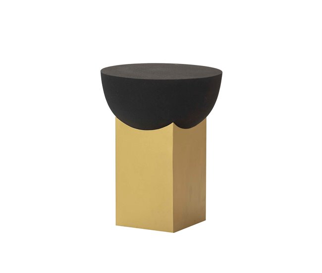 Conforama Mesa Auxiliar Metal Dorado Negro Amala 46x46x59 Cm
