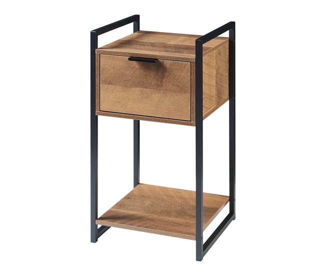 Conforama Mesa auxiliar Namsskogan con cajón 62x33x32cm - Efecto nogal [en.casa]