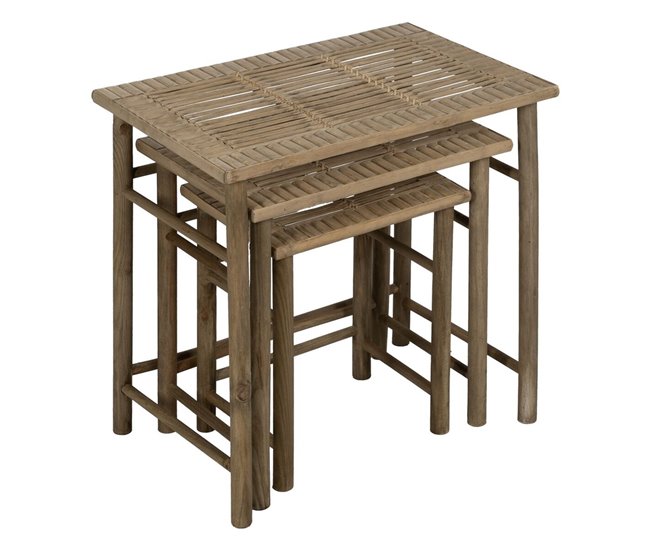 Conforama Mesa Auxiliar Natural Bambú 57 X 38 X 55 Cm 45 X 32 X 47 Cm 34 X 26 X 40 Cm 3 Piezas (3 Unidades)