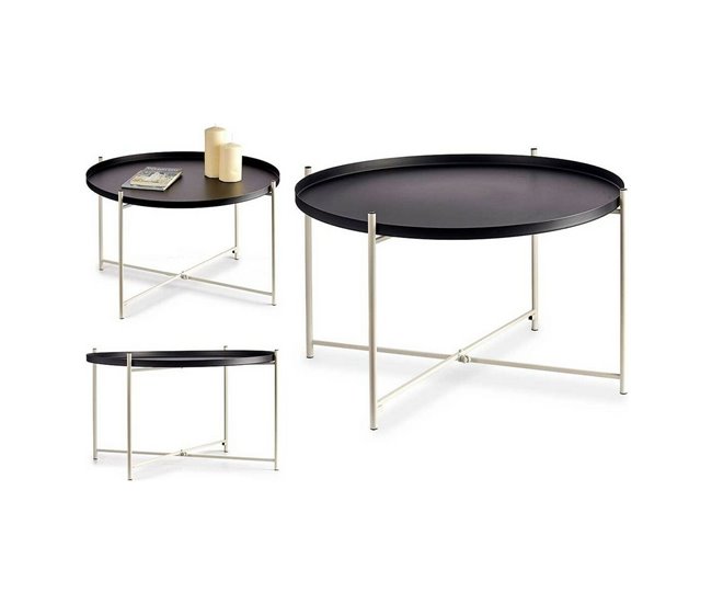Conforama Mesa Auxiliar Negro Blanco Metal (76 5 X 46 X 76 5 Cm)