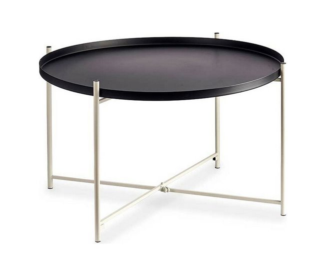 Conforama Mesa auxiliar Negro Blanco Metal (76 5 x 46 x 76 5 cm)