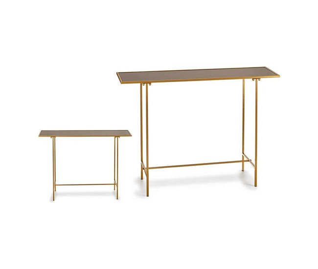 Conforama Mesa Auxiliar Negro Dorado Cristal Metal (33 X 77 X 110 Cm)