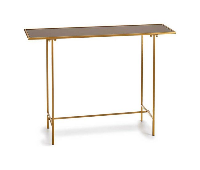 Conforama Mesa auxiliar Negro Dorado Cristal Metal (33 x 77 x 110 cm)