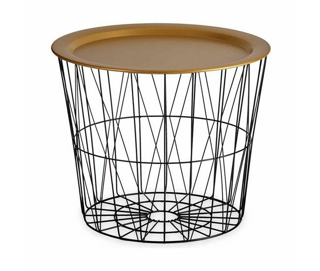 Conforama Mesa Auxiliar Negro Dorado Metal 52 X 40 X 52 Cm (4 Unidades)
