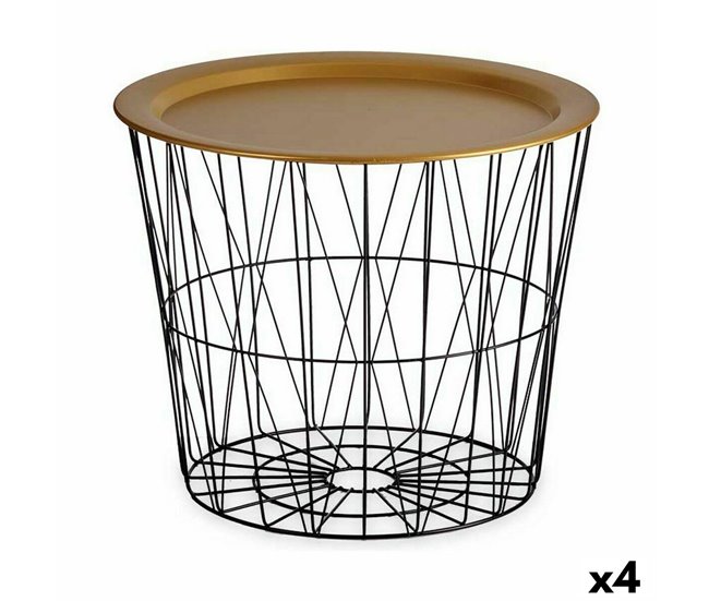 Conforama Mesa auxiliar Negro Dorado Metal 52 x 40 x 52 cm (4 Unidades)