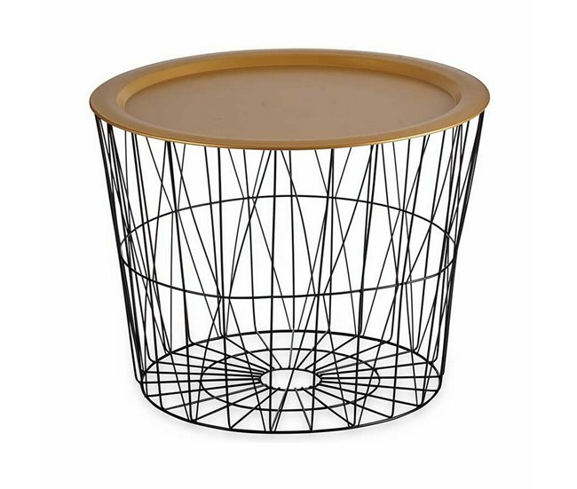Conforama Mesa Auxiliar Negro Dorado Metal 62 X 45 5 X 62 Cm (4 Unidades)