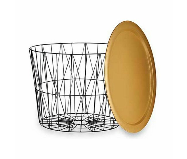 Conforama Mesa Auxiliar Negro Dorado Metal 62 X 45 5 X 62 Cm (4 Unidades)
