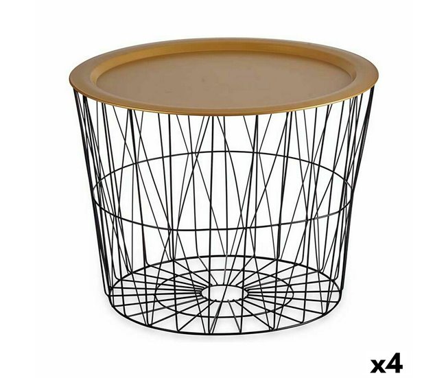 Conforama Mesa auxiliar Negro Dorado Metal 62 x 45 5 x 62 cm (4 Unidades)