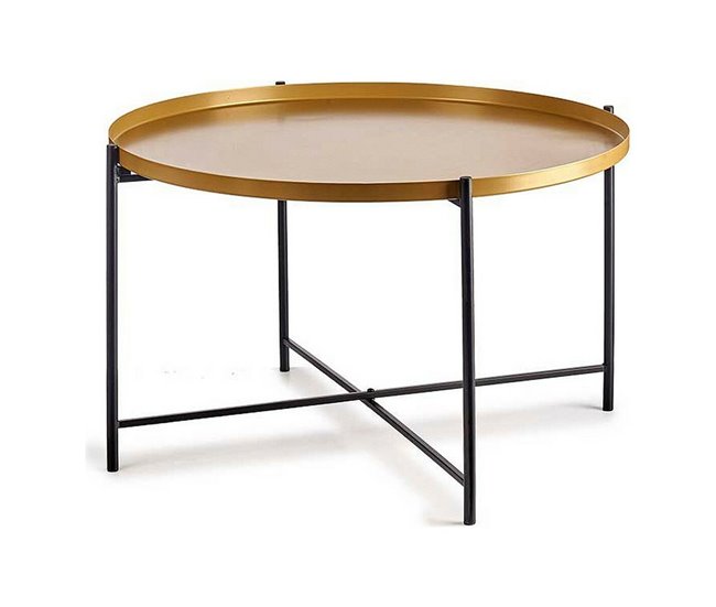 Conforama Mesa auxiliar Negro Dorado Metal (76 5 x 46 x 76 5 cm)