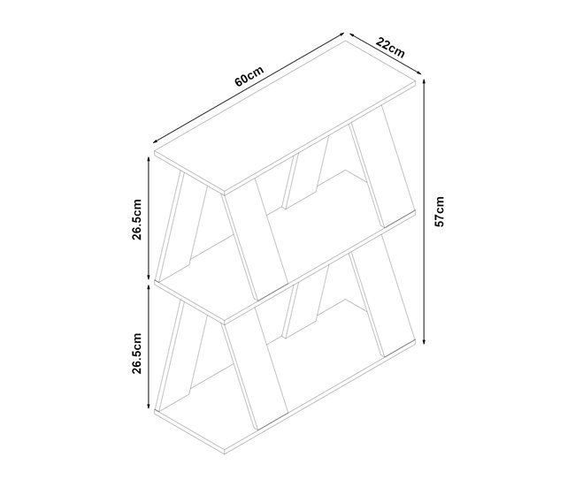 Conforama Mesa Auxiliar Nome Con 2 Estantes Aglomerado 60x22x57cm - Efecto Roble [en.casa]
