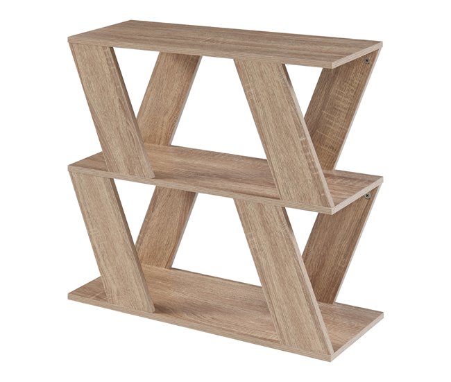Conforama Mesa auxiliar Nome con 2 estantes aglomerado 60x22x57cm - Efecto roble [en.casa]
