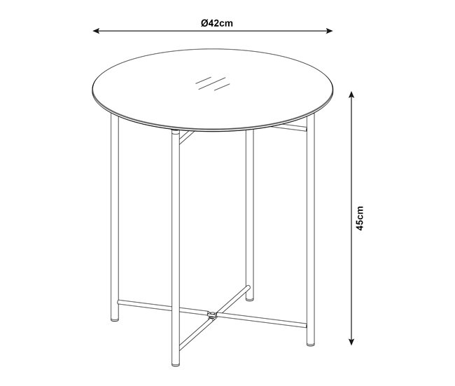 Conforama Mesa Auxiliar Ödeshög Acero Cristal 45xØ42cm - Negro [en.casa]