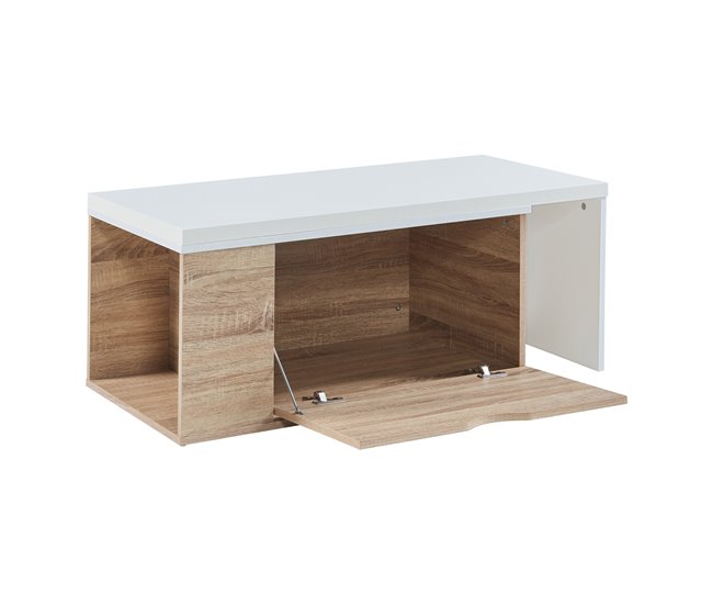 Conforama Mesa Auxiliar Österåker Con Tablero Extensible 100x48x40cm - Madera/Blanco [en.casa]