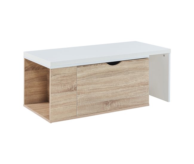 Conforama Mesa auxiliar Österåker con tablero extensible 100x48x40cm - Madera/Blanco [en.casa]