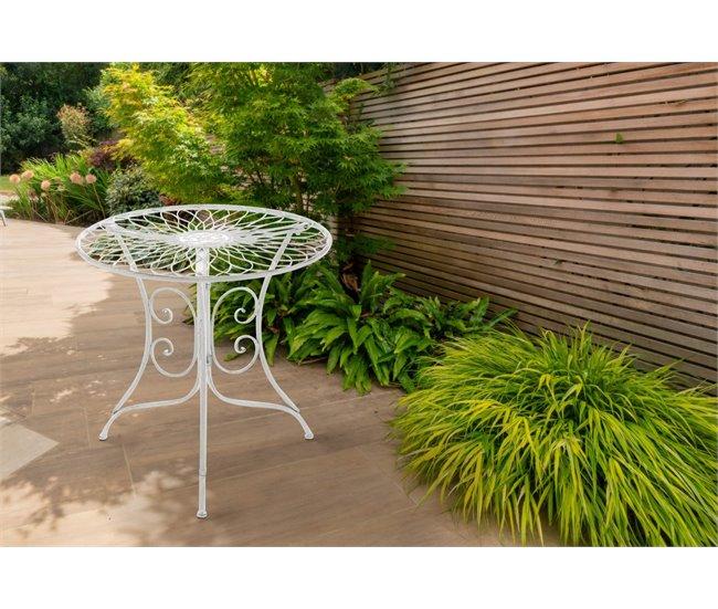 Conforama Mesa Auxiliar Outdoor Ariano Metal Blanco Antiguo 55X55X52 Cm