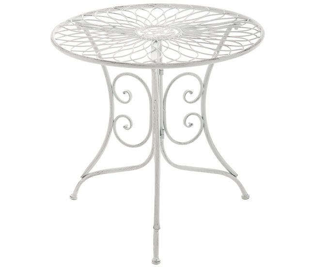 Conforama Mesa Auxiliar Outdoor Ariano Metal Blanco antiguo 55X55X52 cm